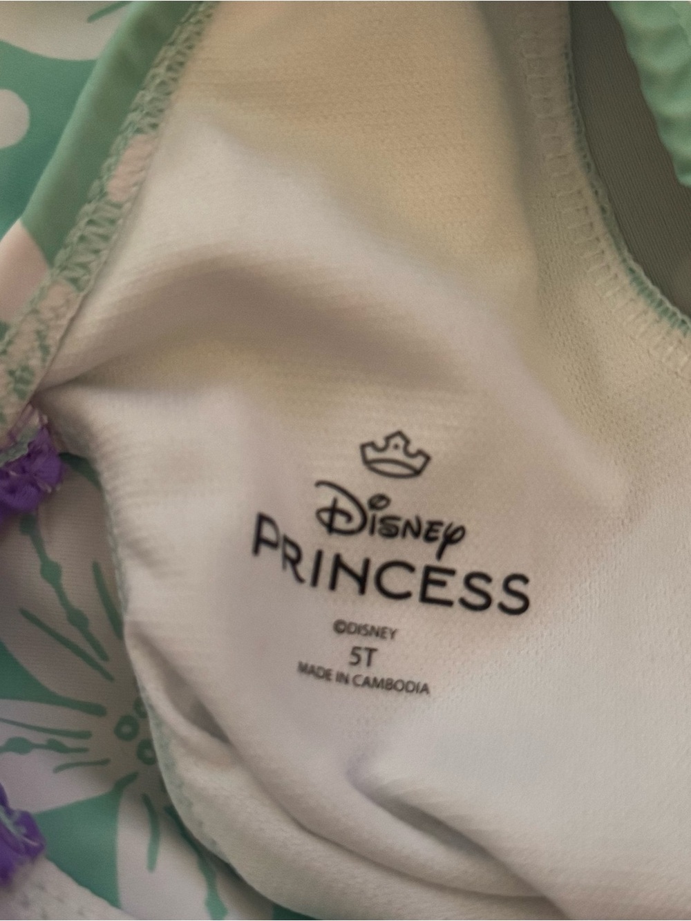 Disney Girls' Aqua Long-Sleeve One-Piece Swimsuit with Mermaid Graphic - Picture 3 of 3